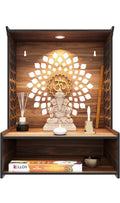 Happycart LED Wooden Home Mandir with Storage | Modern Wall Mount Temple for Pooja Room